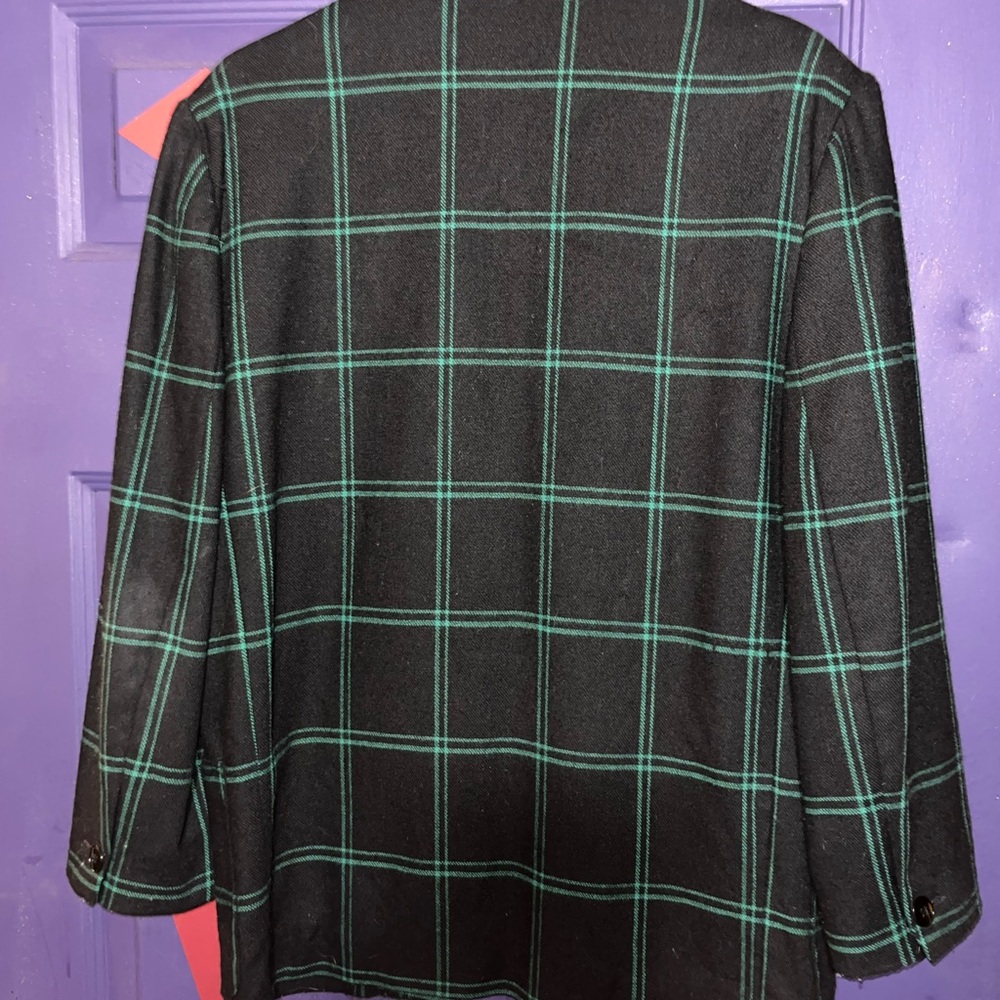 Kenzo Black and Green Plaid Blazer